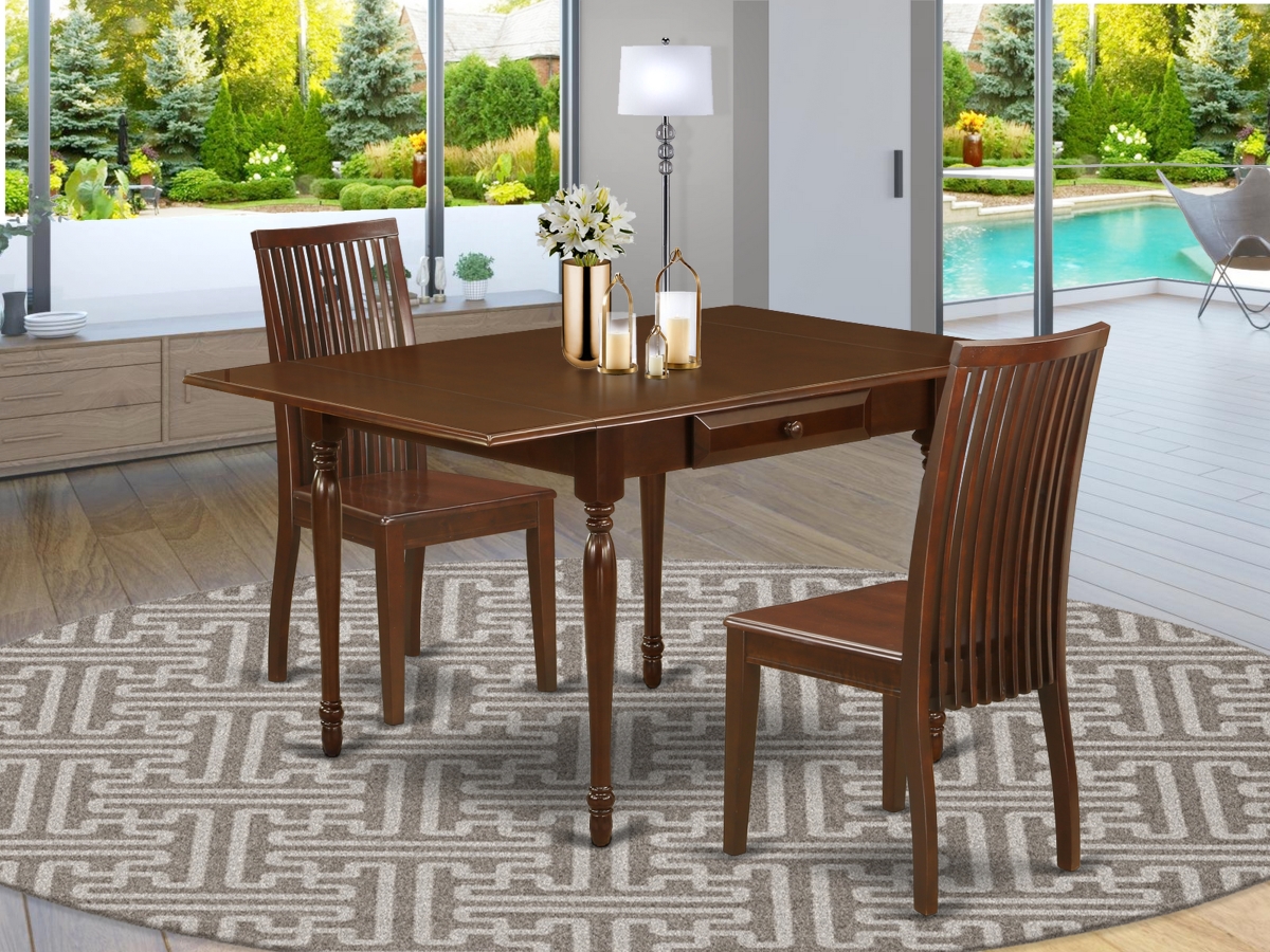3 Piece Monza Wood Dining Table Set - Mahogany