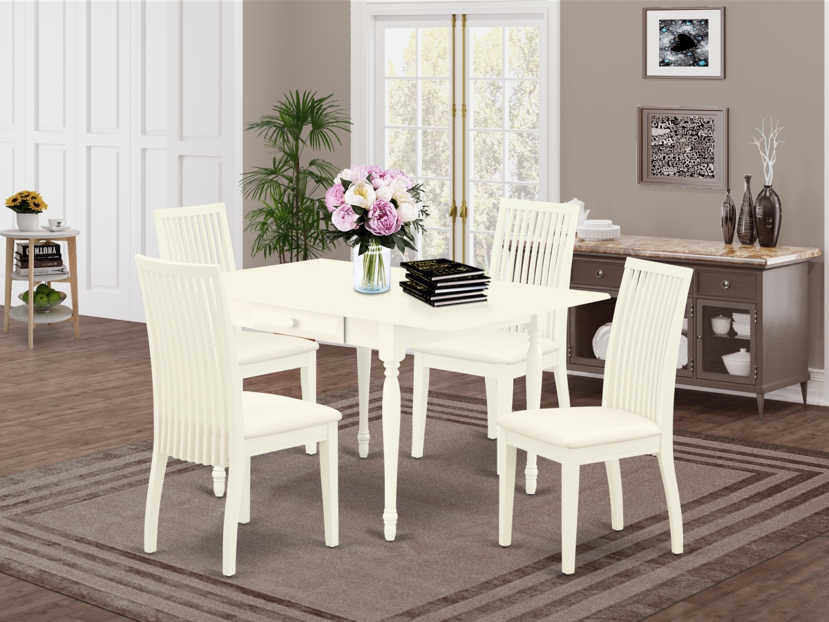 5 Piece Monza Dining Table Set - Linen White