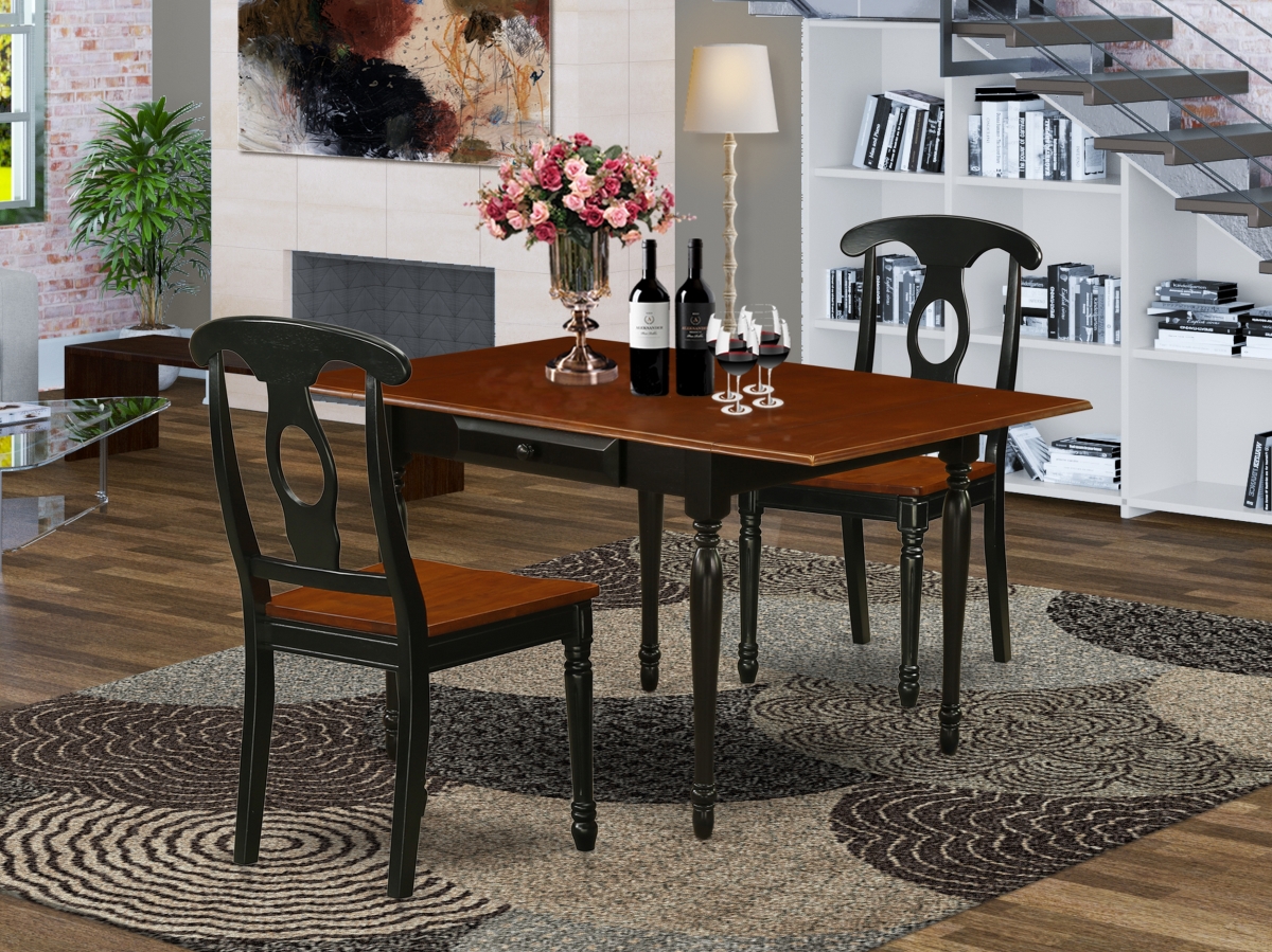 MZKE3-BCH-W 3 Piece Monza Kitchen Dining Table Set - Black & Cherry
