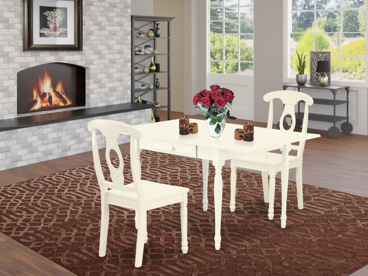 3 Piece Monza Modern Dining Table Set - Linen White