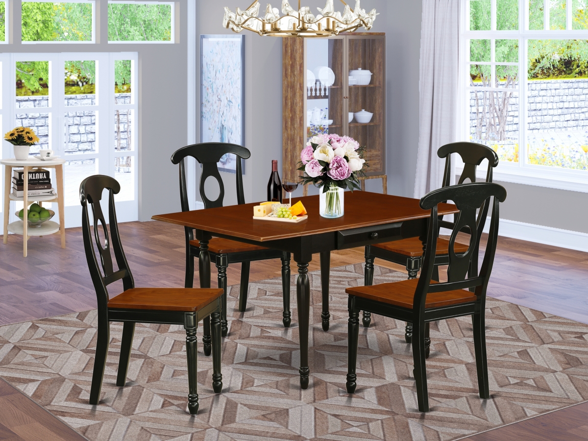 MZKE5-BCH-W 5 Piece Monza Dining Kitchen Table Set - Black & Cherry