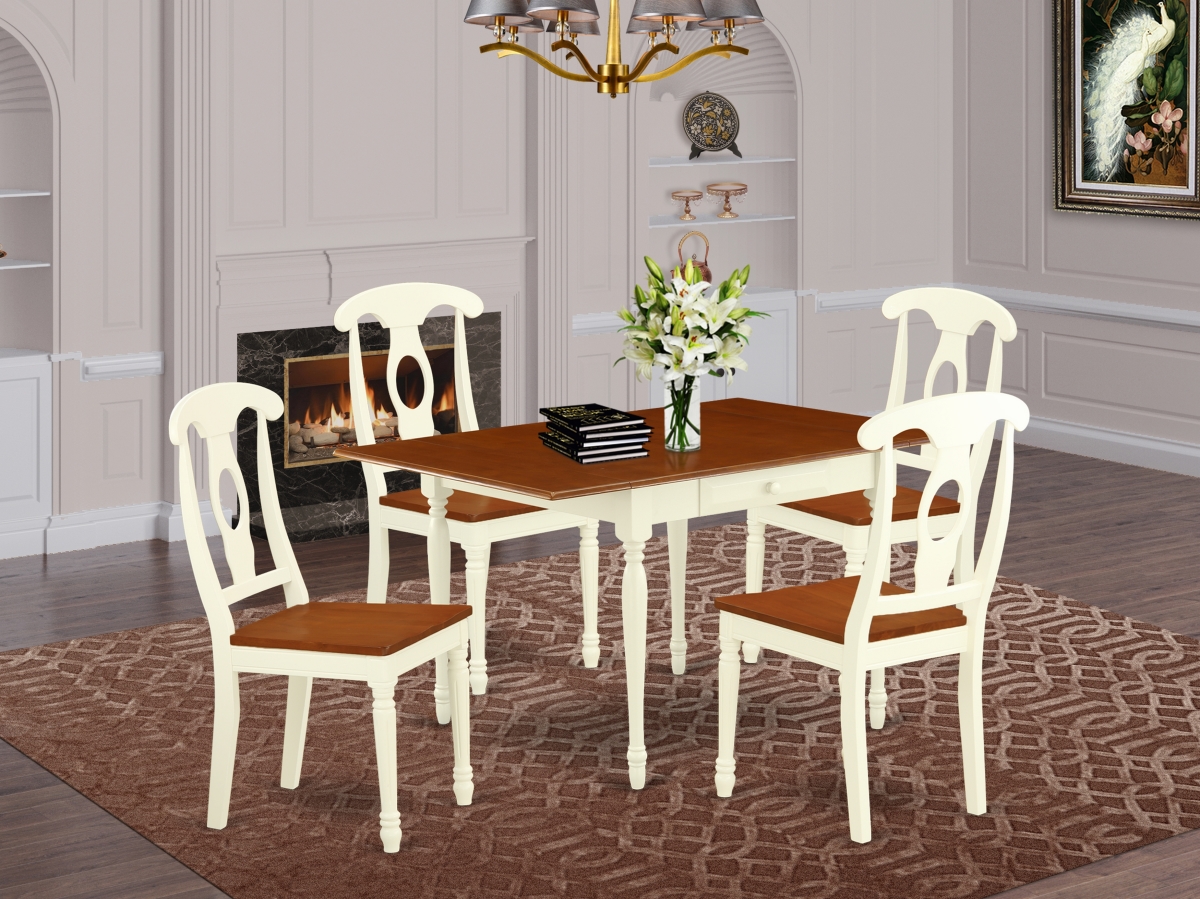 MZKE5-WHI-W 5 Piece Monza Dining Room Set - Buttermilk & Cherry -  East West Furniture