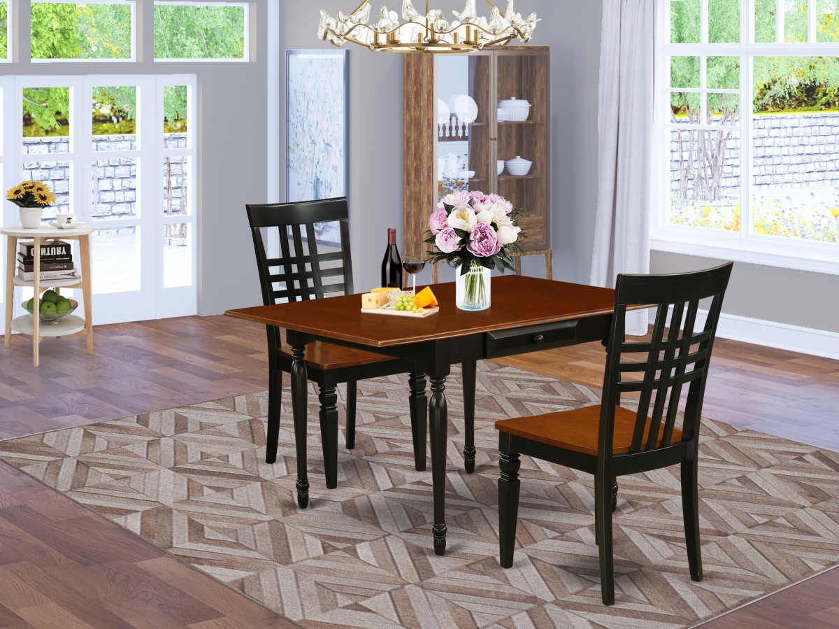 3 Piece Monza Dining Room Table Set - Black & Cherry