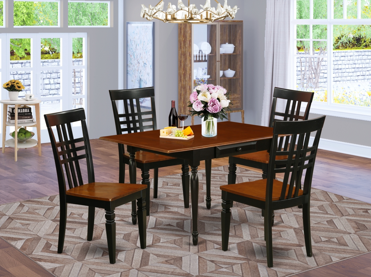 5 Piece Monza Dining Set - Black & Cherry