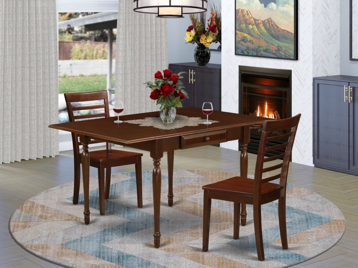3 Piece Monza Dining Room Table Set - Mahogany