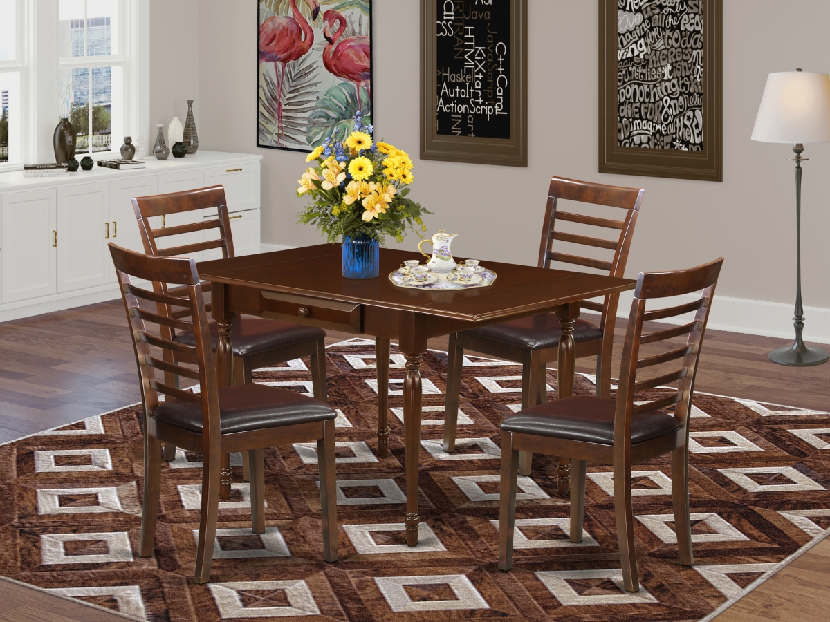 5 Piece Monza Dining Room Table Set - Mahogany
