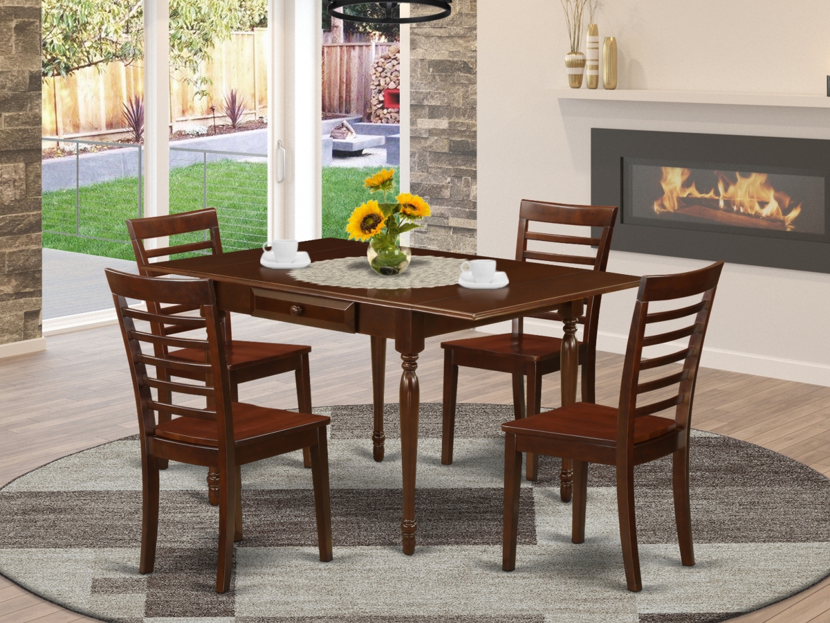 5 Piece Monza Dining Table Set - Mahogany