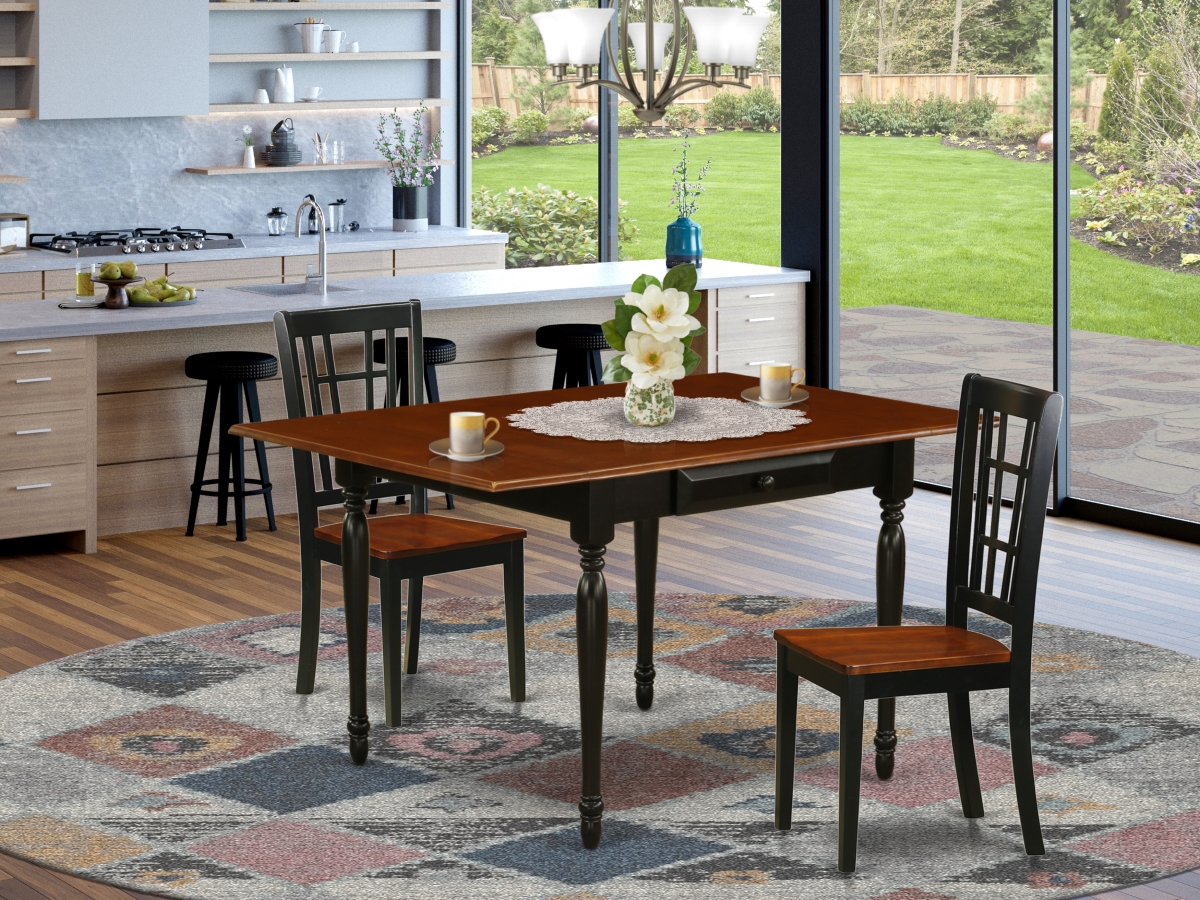 3 Piece Monza Dining Table Set - Black & Cherry