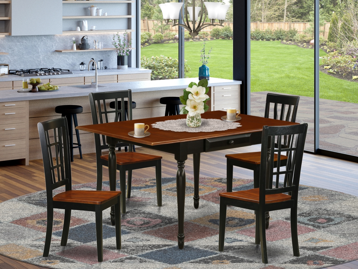 MZNI5-BCH-W 5 Piece Monza Dining Room Set - Black & Cherry -  East West Furniture