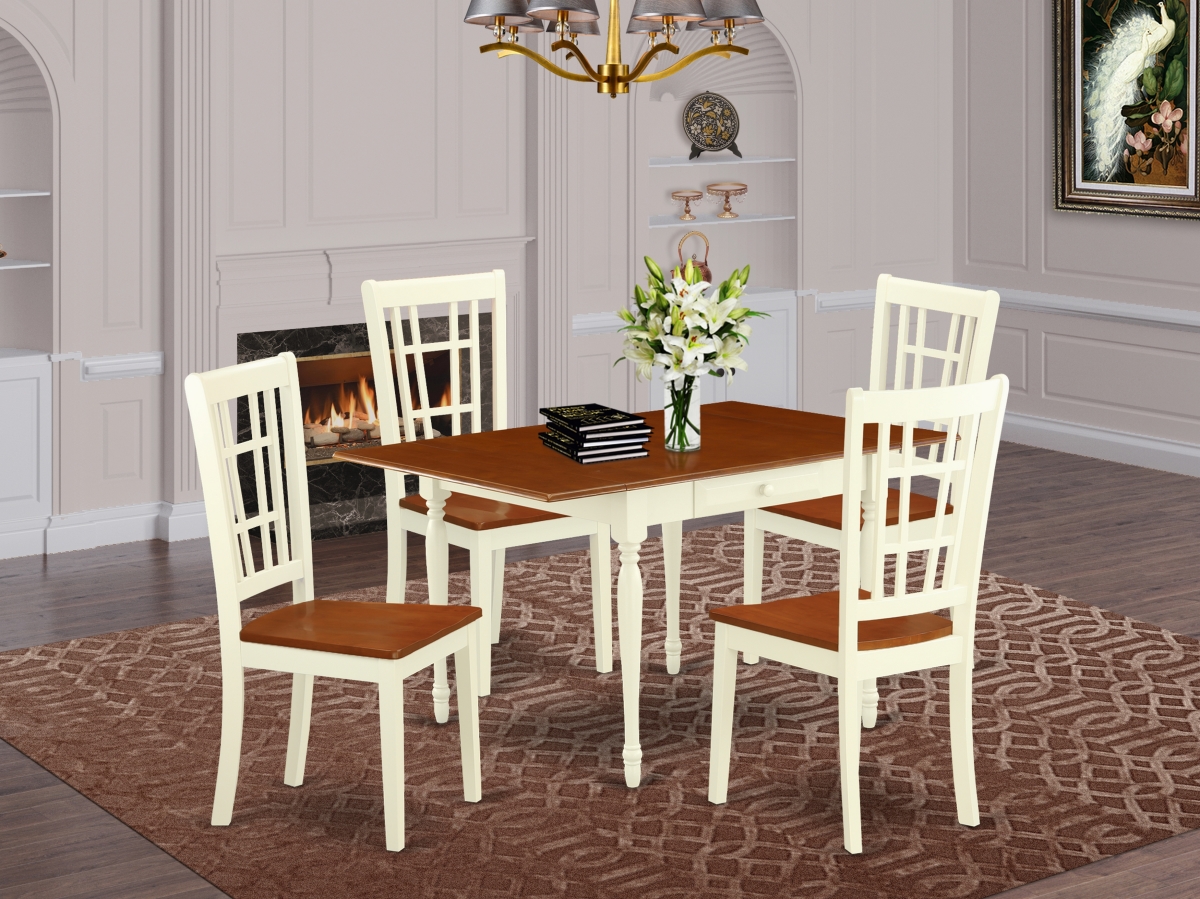 MZNI5-WHI-W 5 Piece Monza Dining Set - Buttermilk & Cherry -  East West Furniture