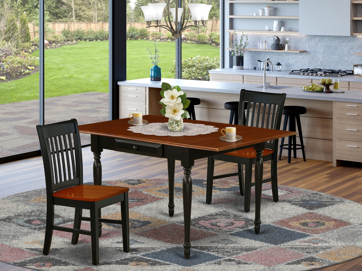 3 Piece Monza Kitchen Table Set - Black & Cherry