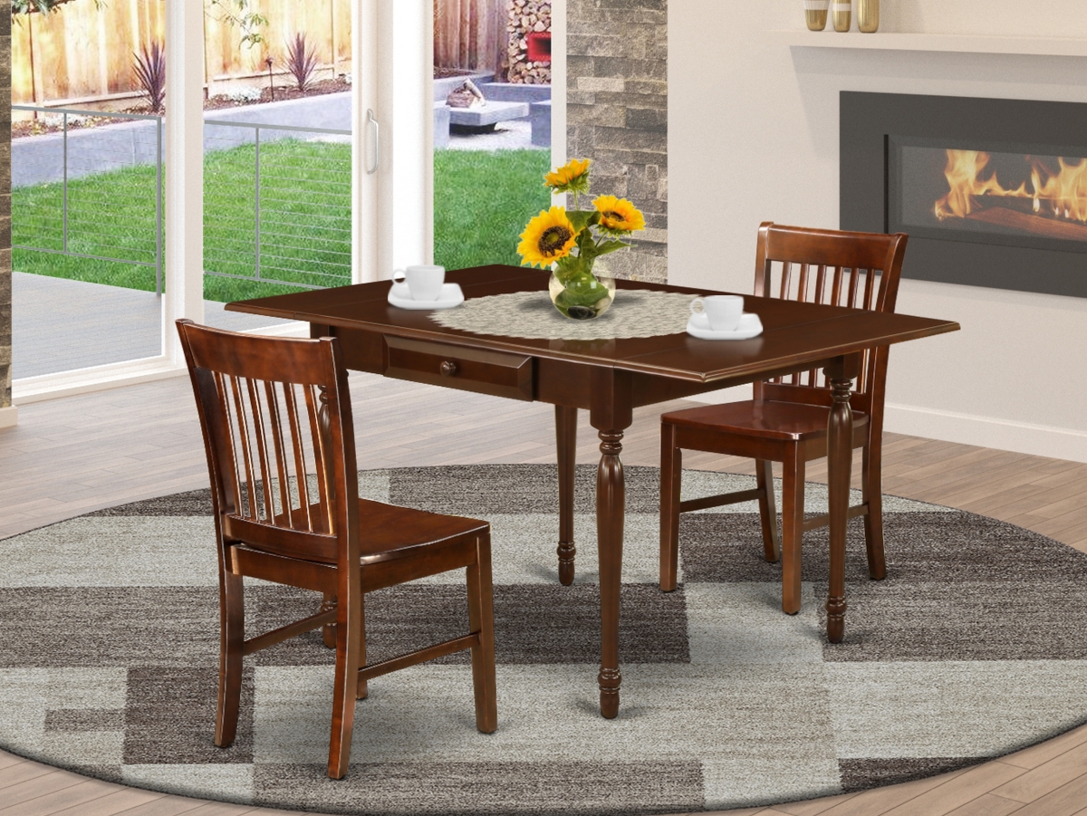 3 Piece Monza Wooden Dining Table Set - Mahogany