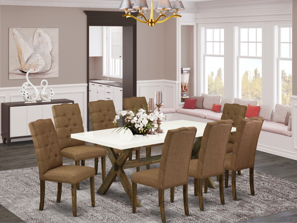 9 Piece X-Style Kitchen Table Set - Brown Smoke