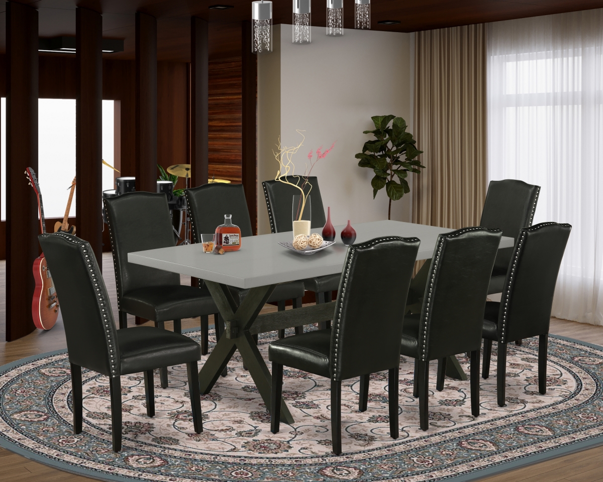 9 Piece X-Style Dinette Set - Black & Cement