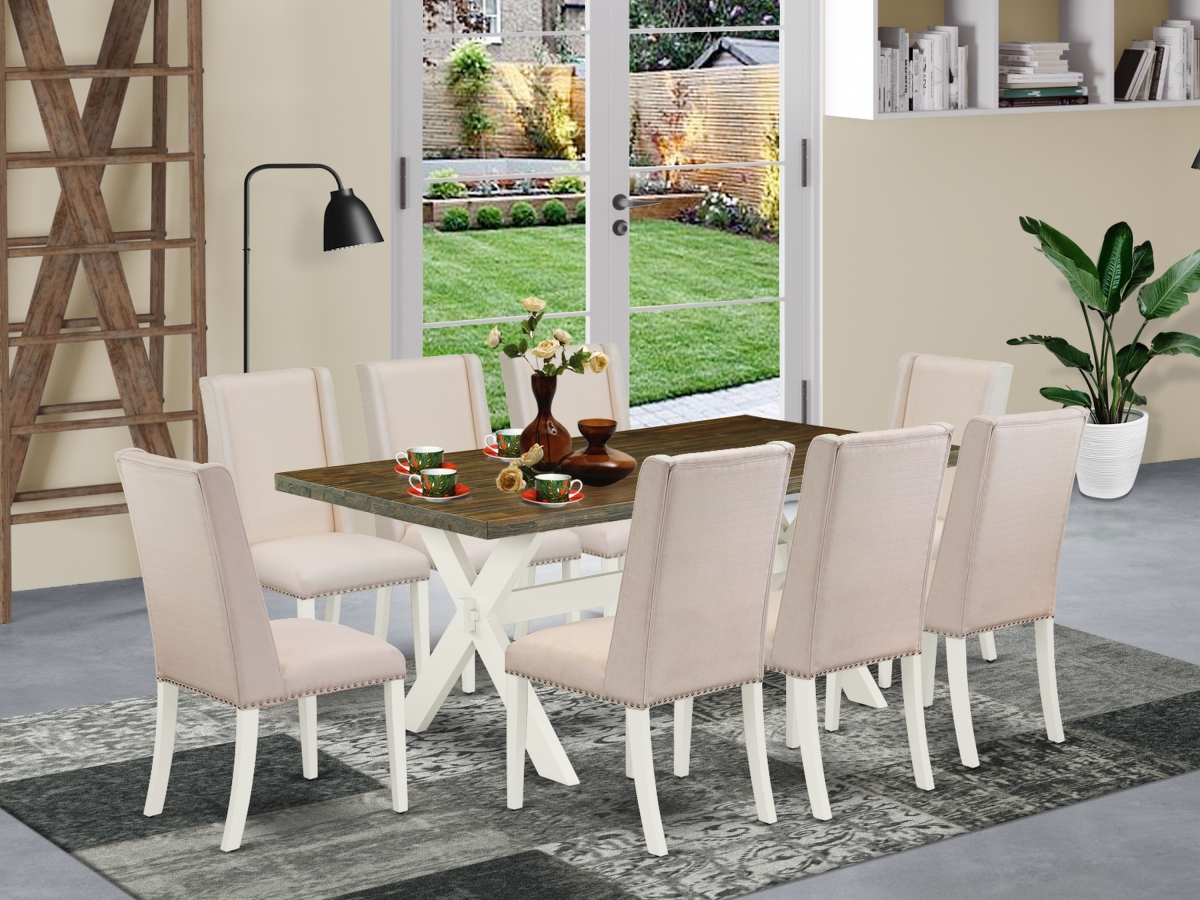 9 Piece X-Style Kitchen Table Set - Cream