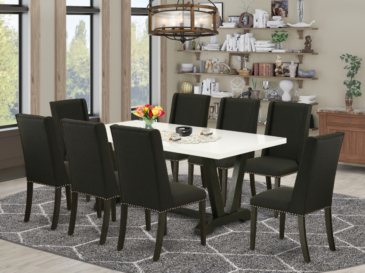 9 Piece V-Style Kitchen Furniture Set - Black
