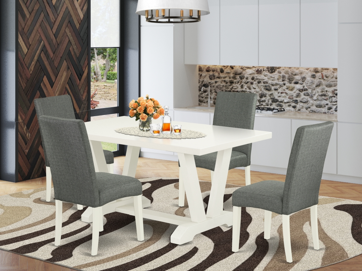 5 Piece V-Style Dining Room Table Set - Gray Smoke