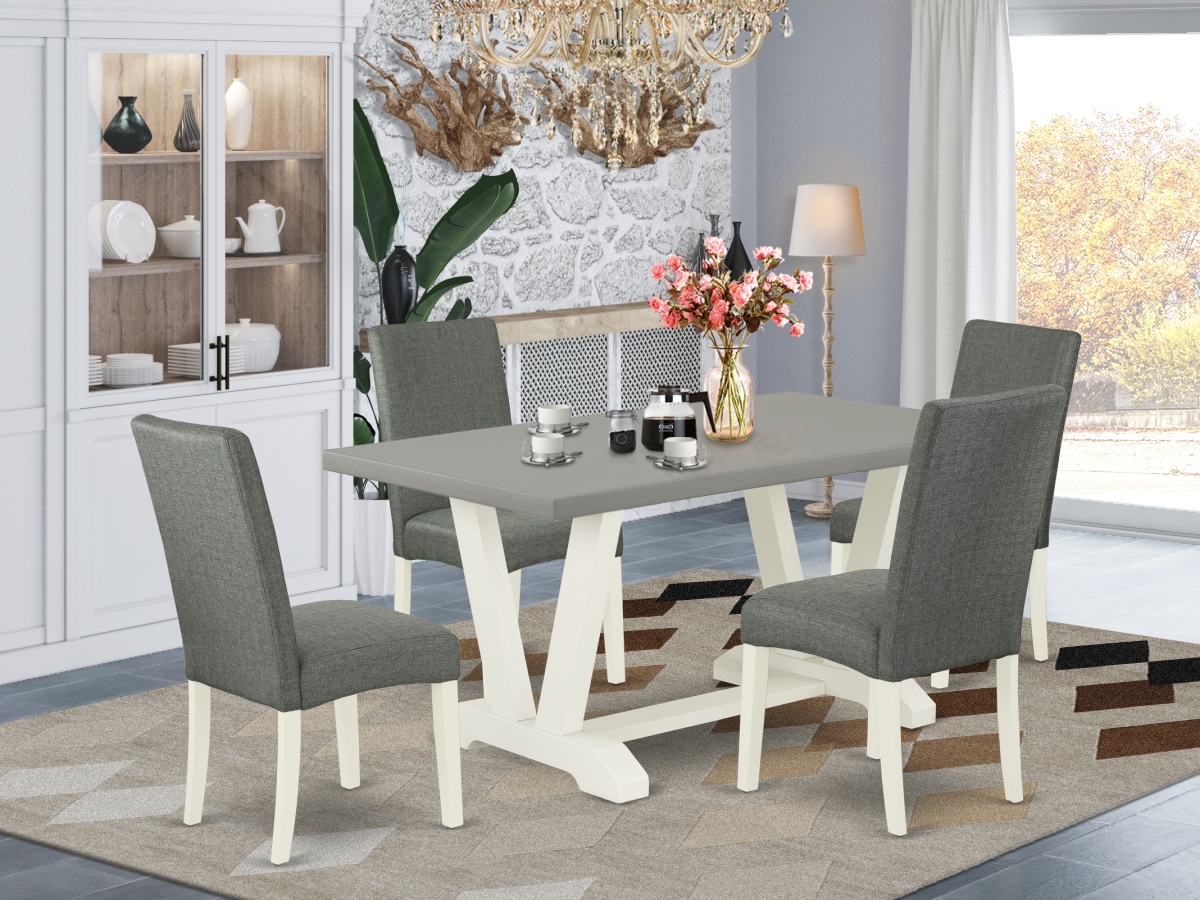 5 Piece V-Style Modern Dining Set - Gray & Cement