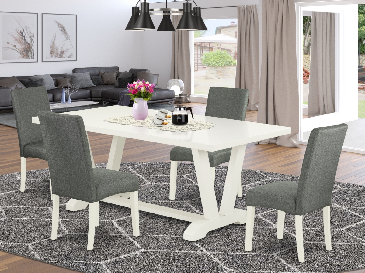 5 Piece V-Style Dining Room Table Set - Gray Smoke