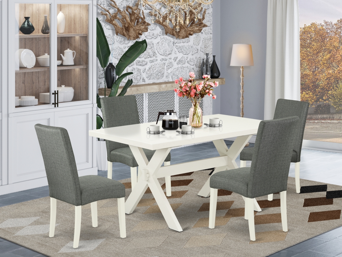 X026DR207-5 5 Piece X-Style Dining Room Table Set - Gray