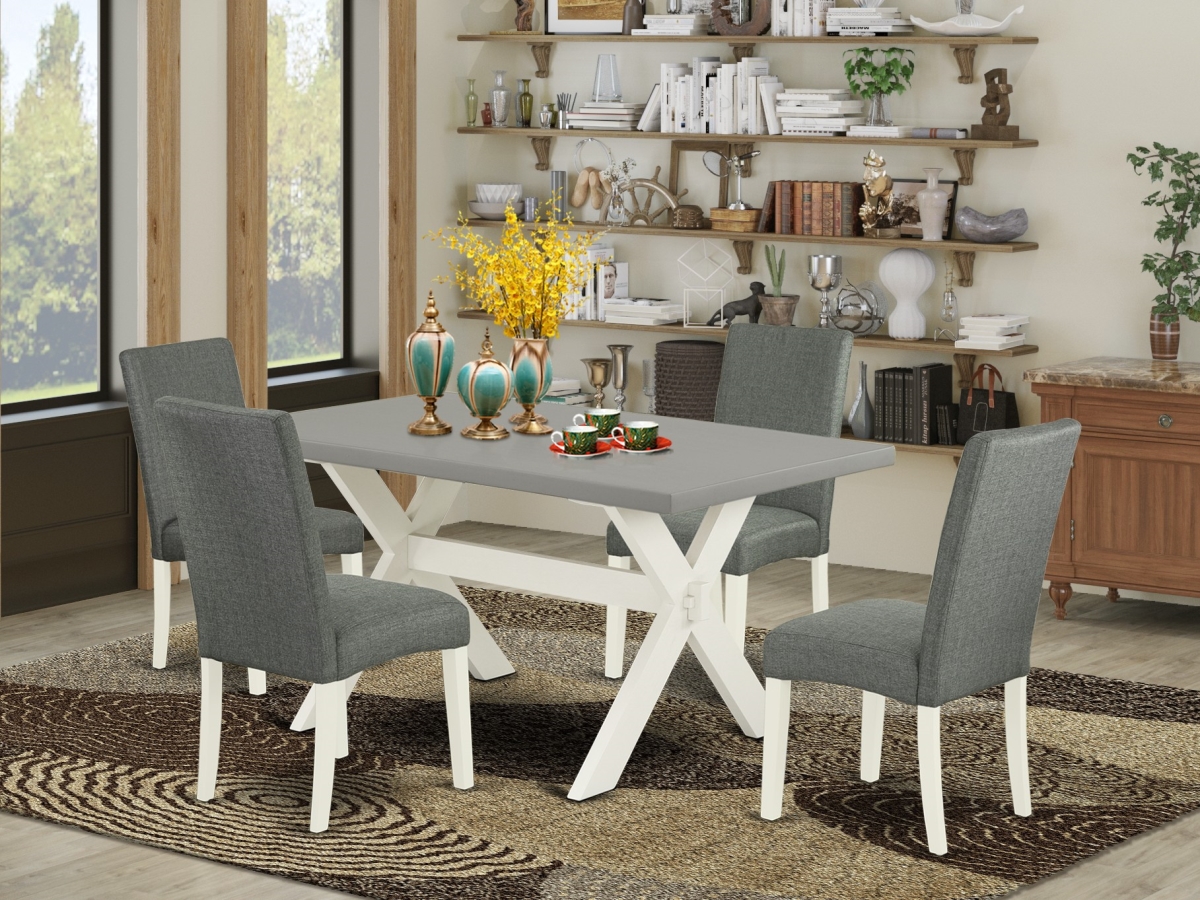 5 Piece X-Style Dining Room Set - Gray & Cement