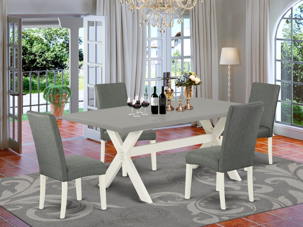 5 Piece X-Style Dining Table Set - Gray & Cement