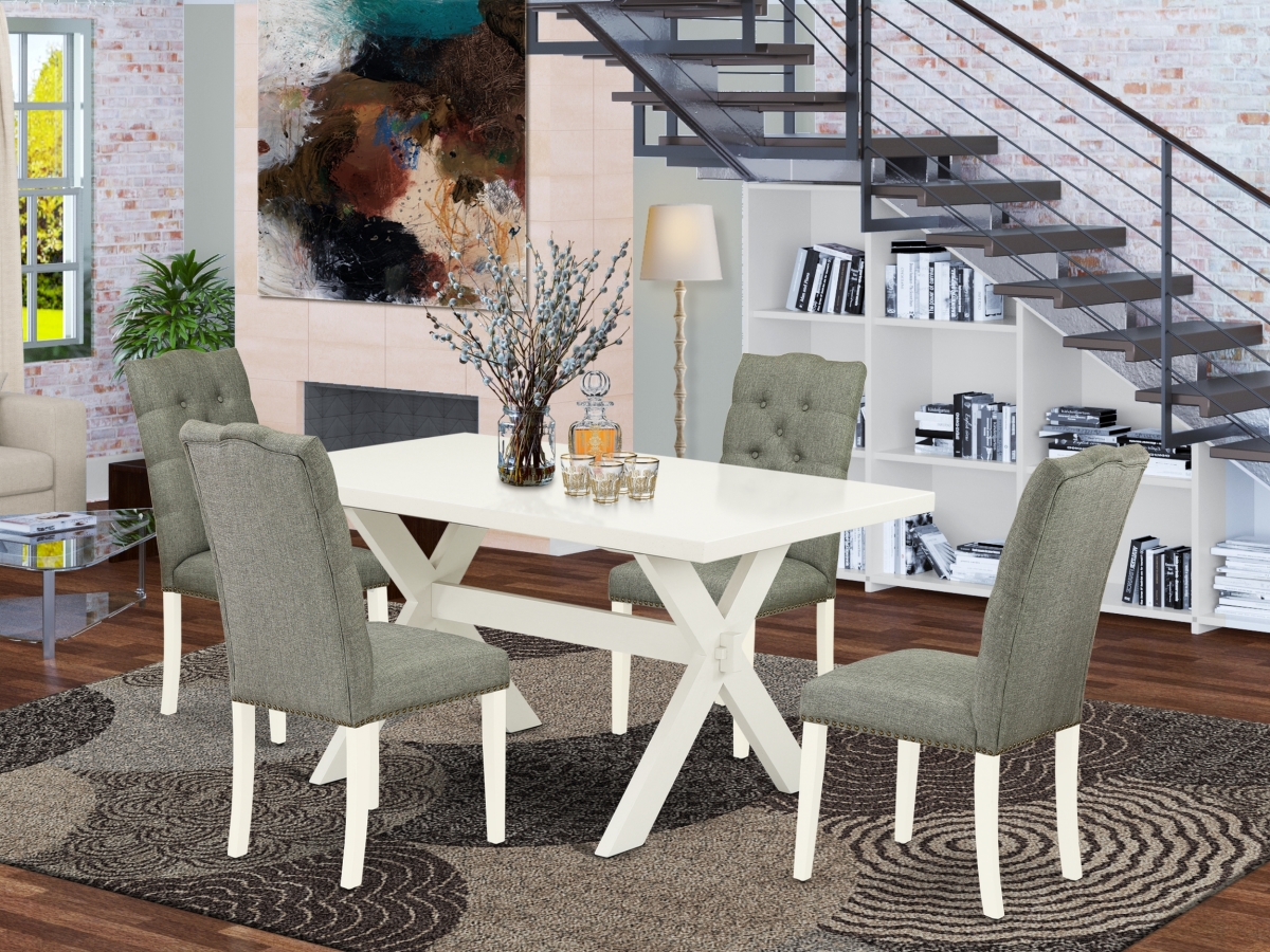 5 Piece X-Style Modern Dining Table Set - Gray