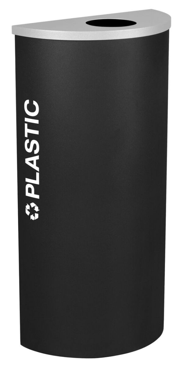 Picture of Ex-Cell Kaiser RC-KDHR-PL BLX Kaleidoscope 8 Gallon Half Round Recycle Bin for Plastic&#44; Black Texture