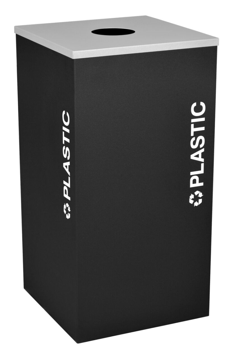 Picture of Ex-Cell Kaiser RC-KDSQ-PL BLX Square Recycling Receptacle with Plastic Decal&#44; Black Texture