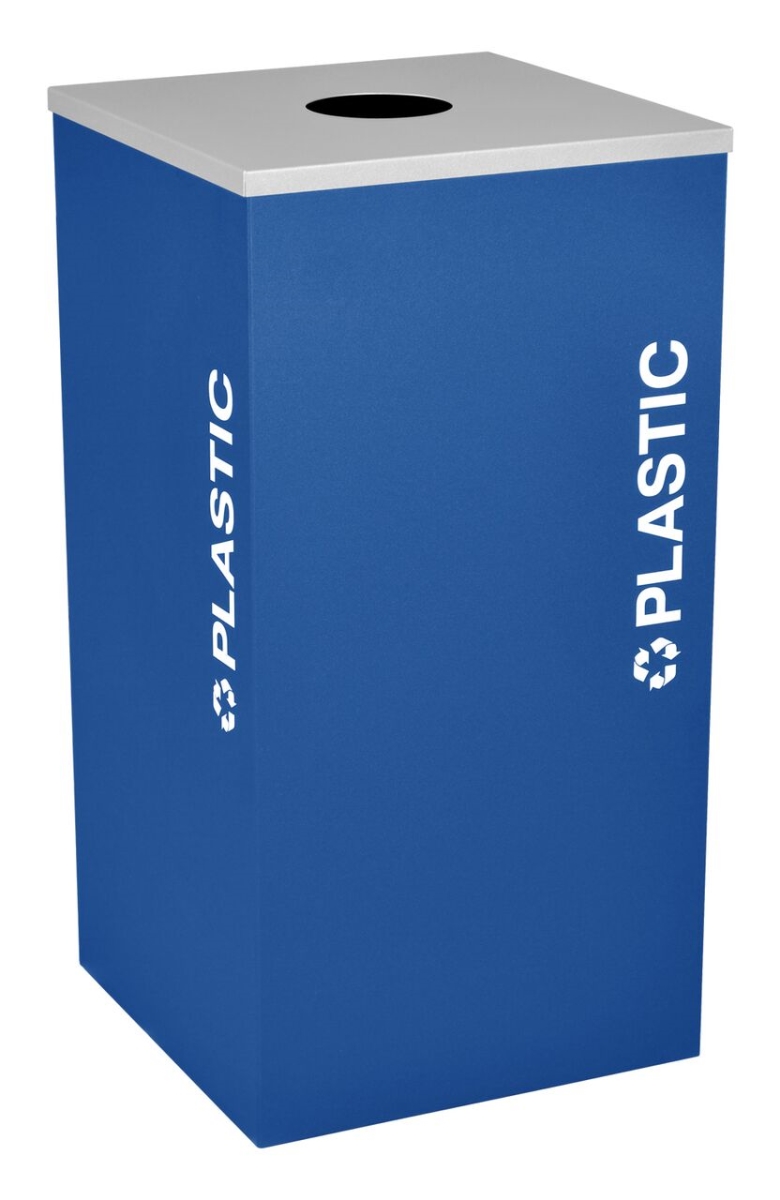 Picture of Ex-Cell Kaiser RC-KDSQ-PL RYX Square Recycling Receptacle with Plastic Decal&#44; Royal Blue Texture