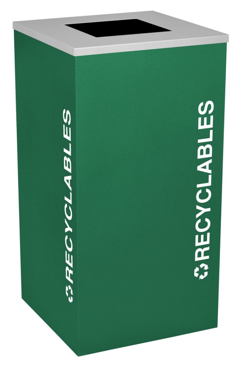 Picture of Ex-Cell Kaiser RC-KDSQ-R EGX 24 Gallon Square Recycling Receptacle with Recyclables Decal&#44; Emerald Texture