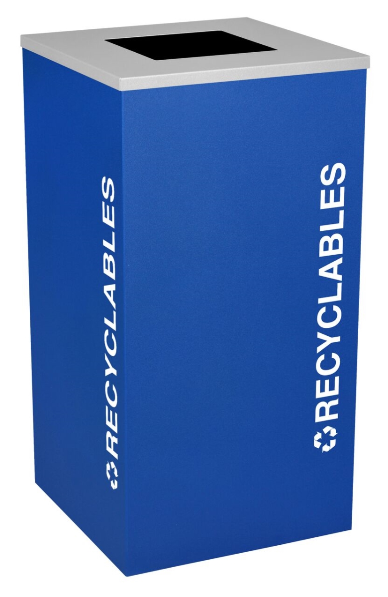 Picture of Ex-Cell Kaiser RC-KDSQ-R RYX 24 Gallon Square Recycling Receptacle with Recyclables Decal&#44; Royal Texture