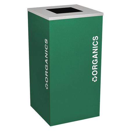Picture of Ex-Cell Kaiser RC-KDSQ-O EGX 24 Gallon Square Recycling Receptacle with Cans & Bottles Decal&#44; Emerald Texture