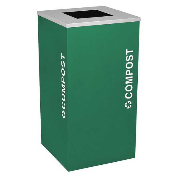 Picture of Ex-Cell Kaiser RC-KDSQ-CMPST EGX 24 Gallon Square Recycling Receptacle with Cans & Bottles Decal&#44; Emerald Texture