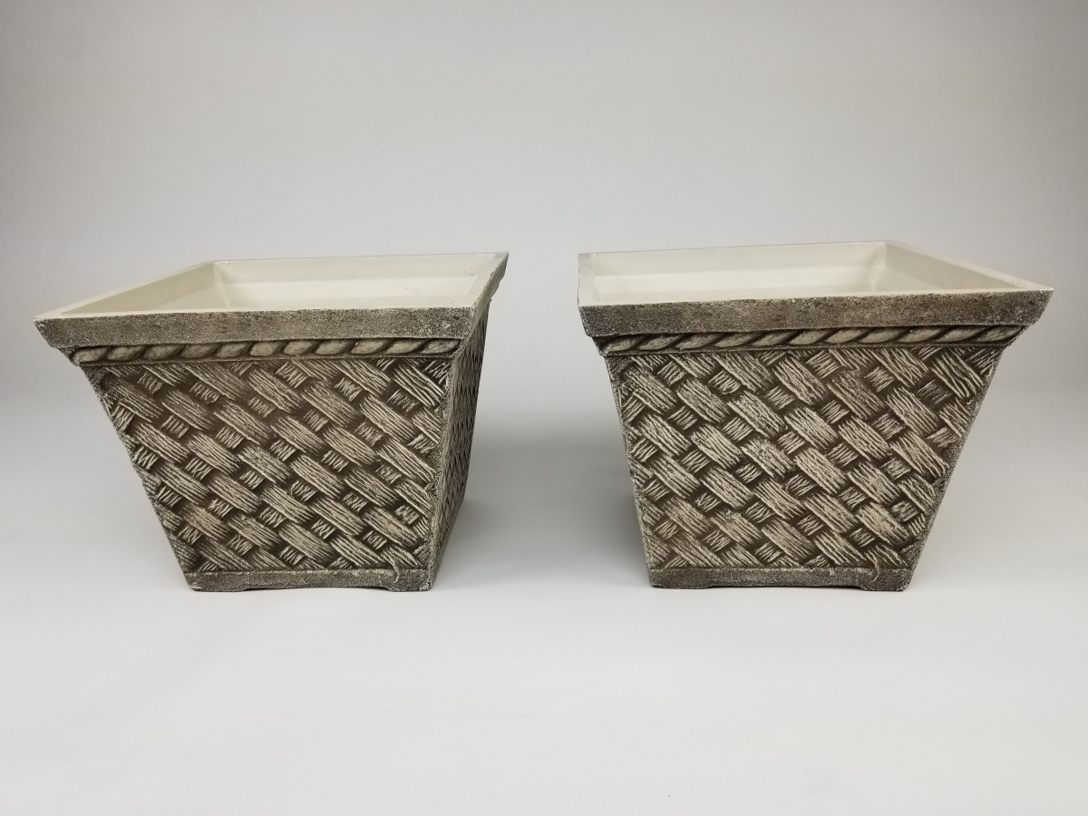 Planter Square, Sandstone - Medium - Set of 2