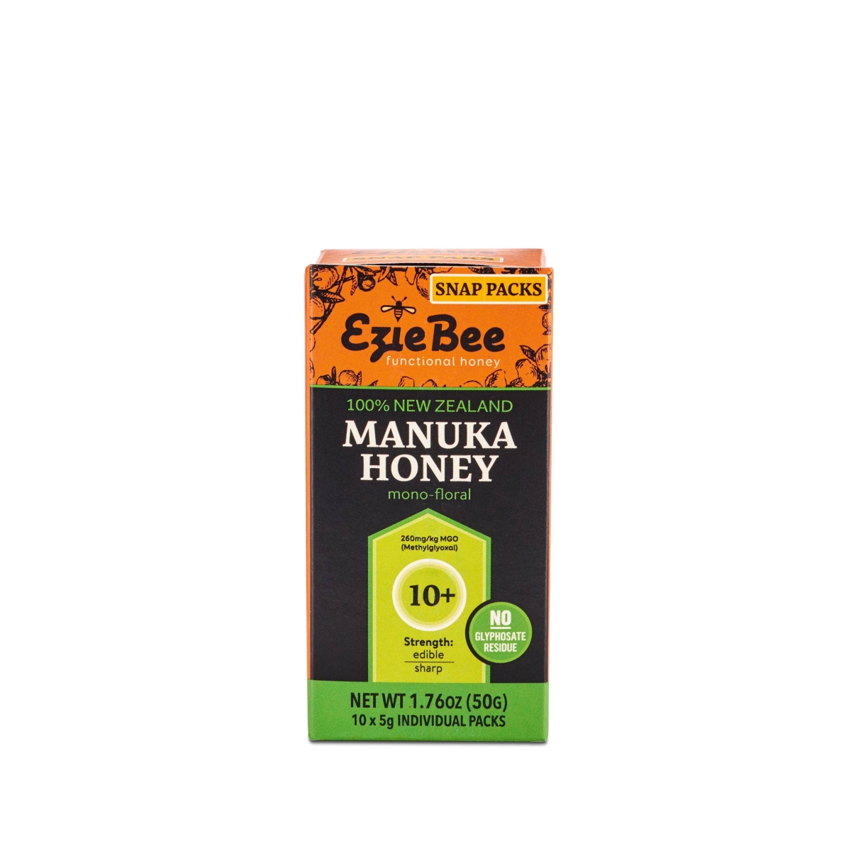 Picture of Ezie Bee 735850438917 1.75 oz 10 Plus 260 MGO Manuka Honey Snap Packs