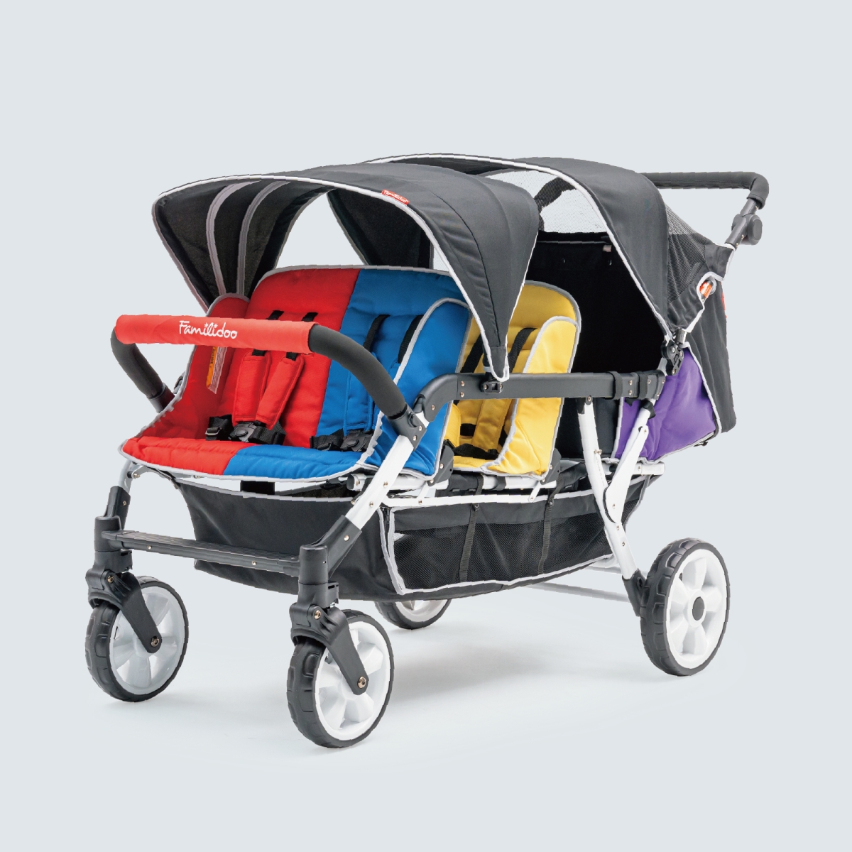 BA151826 Unisex H6E 6 Seat Double Canopy Baby Stroller, Rainbow