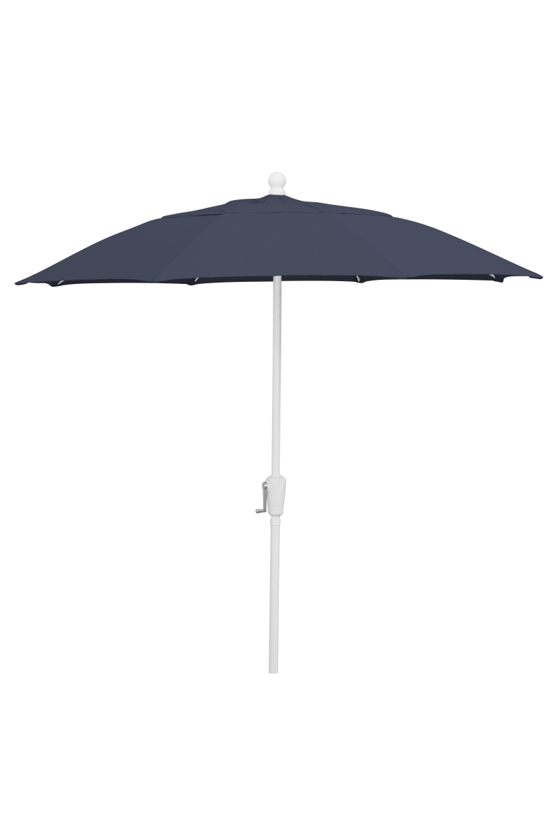 9HCRW-Navy Blue 9 ft. Oct 6 Rib Crank White with Navy Blue Spun Poly Canopy Patio Umbrella