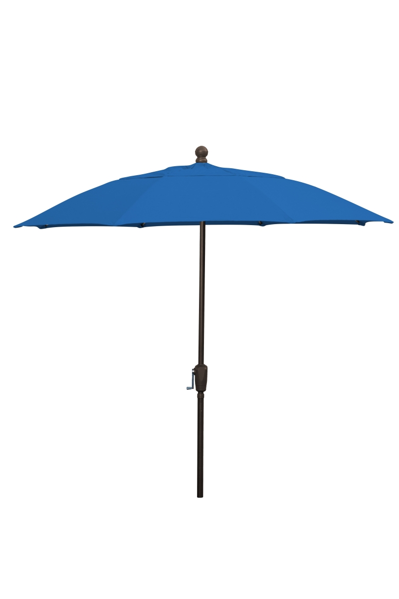 9HCRCB-Pacific Blue 9 ft. Oct 6 Rib Crank Champagne Bronze with Pacific Blue Spun Poly Canopy Patio Umbrella