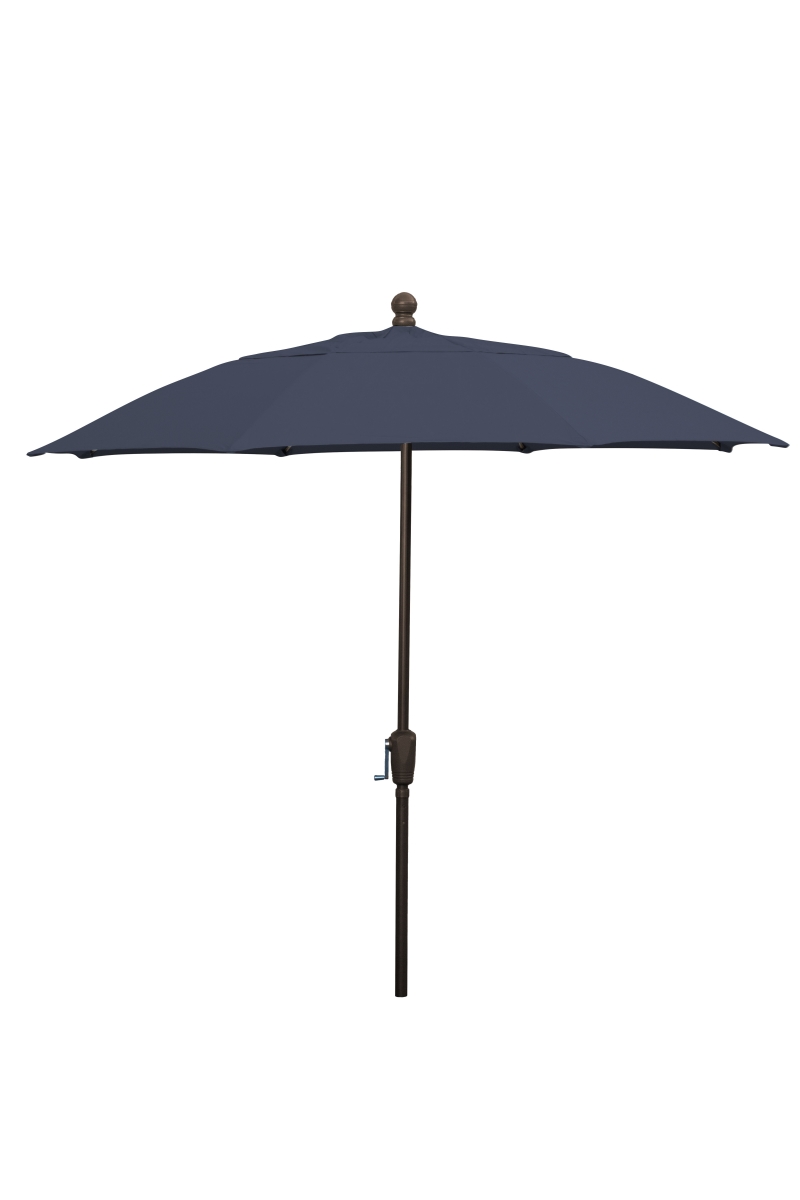 9 ft. Oct 6 Rib Crank Champagne Bronze with Navy Blue Spun Poly Canopy Patio Umbrella