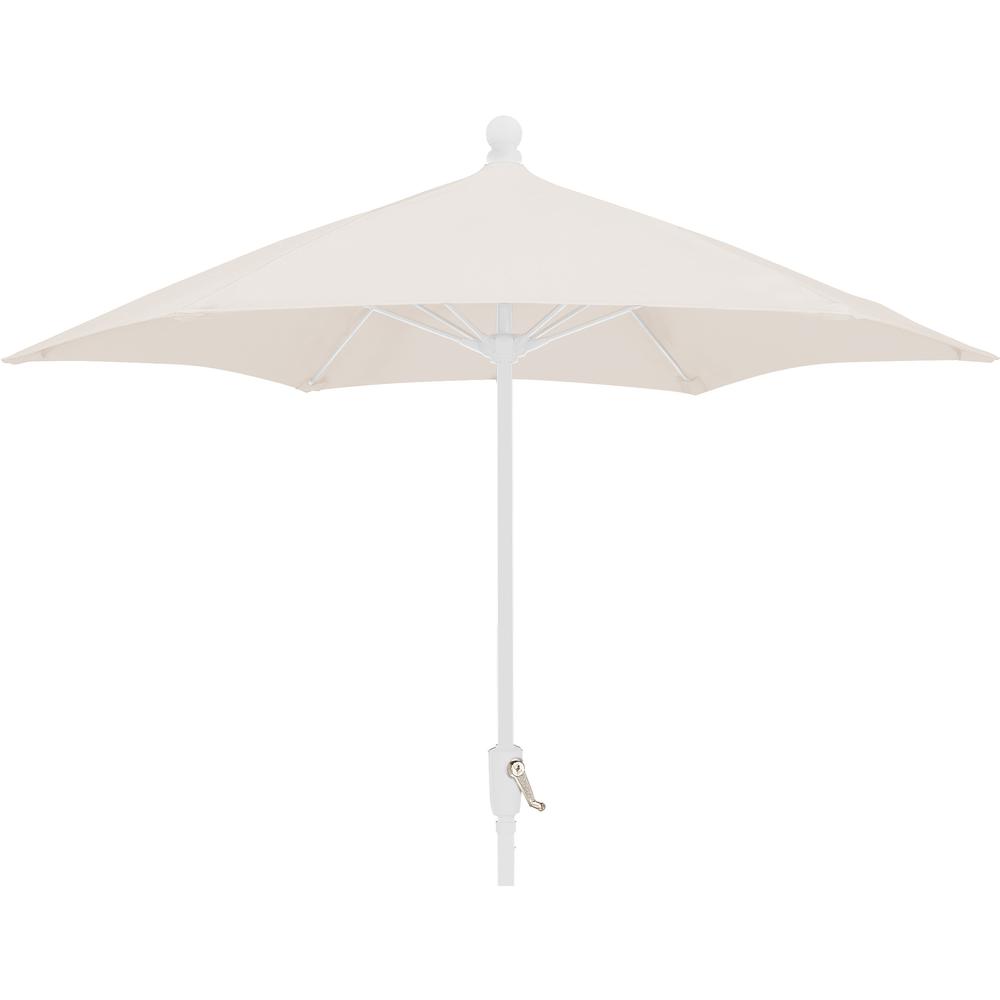7.5 ft. Hex 6 Rib Crank White with Natural Spun Poly Canopy Patio Umbrella