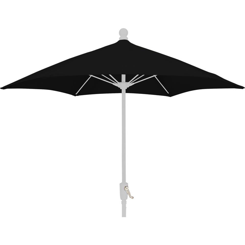 7.5 ft. Hex 6 Rib Crank White with Black Spun Poly Canopy Patio Umbrella