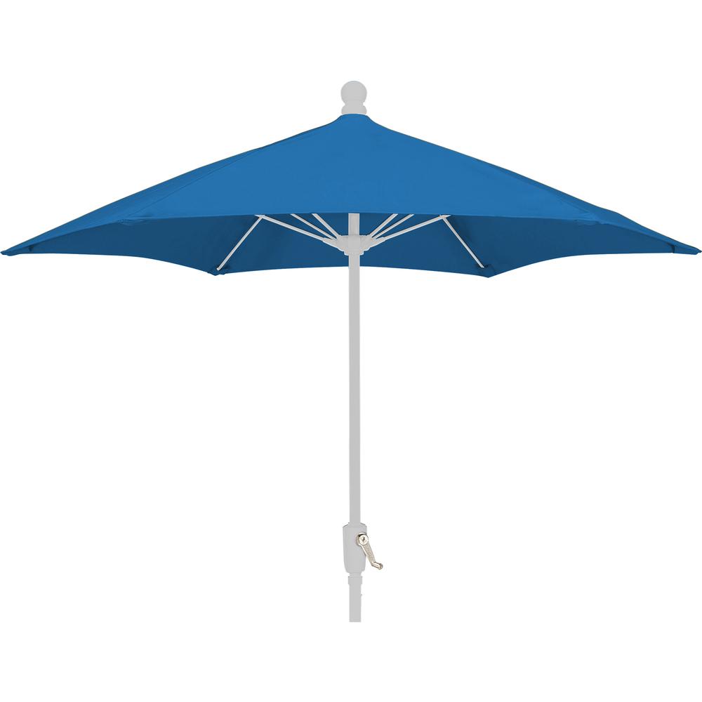 7HCRW-Pacific Blue 7.5 ft. Hex 6 Rib Crank White with Pacific Blue Spun Poly Canopy Patio Umbrella