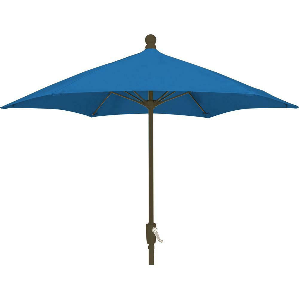 7HCRCB-Pacific Blue 7.5 ft. Hex 6 Rib Crank Champagne Bronze with Pacific Blue Spun Poly Canopy Patio Umbrella