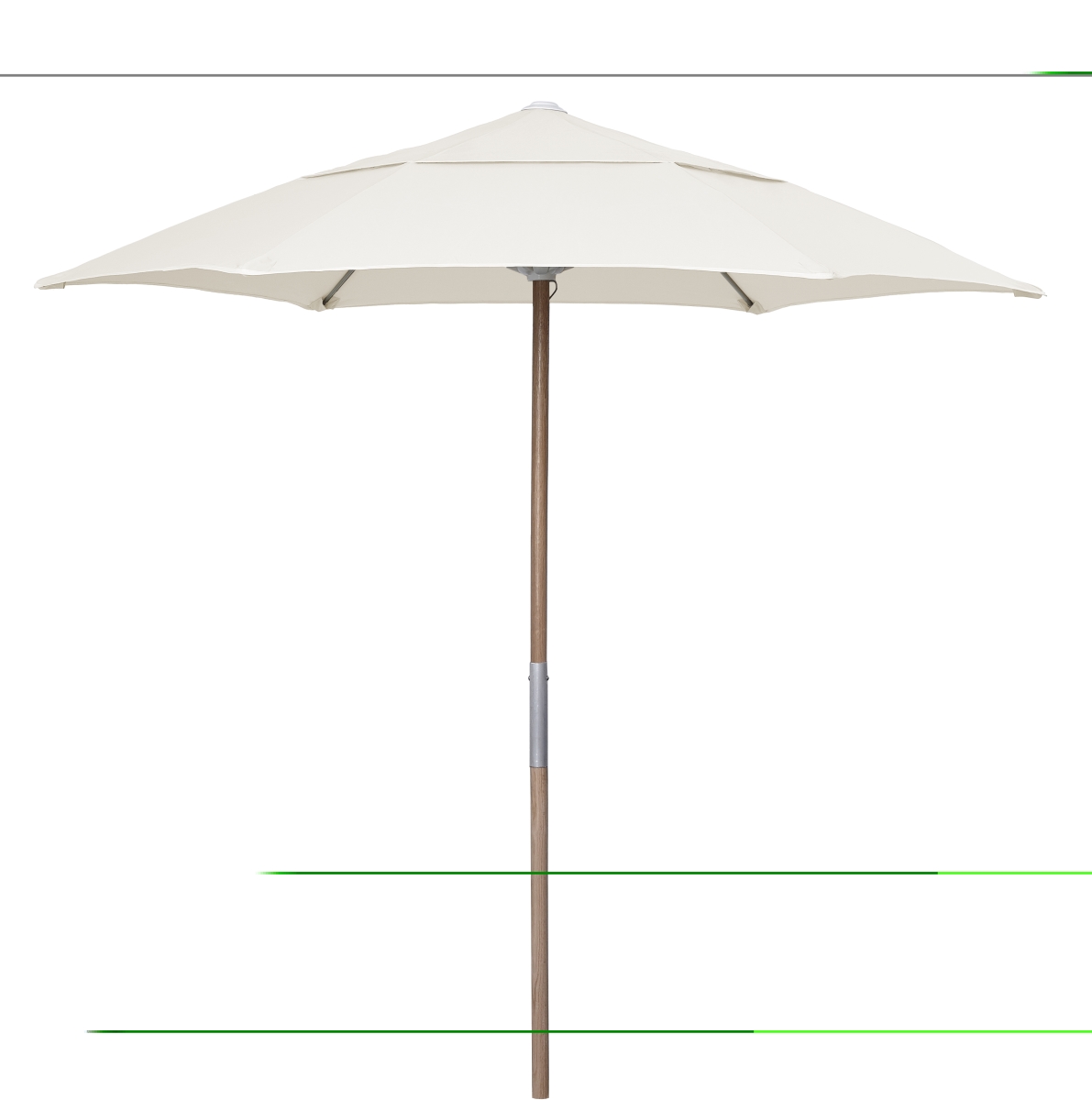 7.5 ft. Hex Beach Umbrella 6 Rib Push Up Natural Oak with Natural Spun Poly Canopy