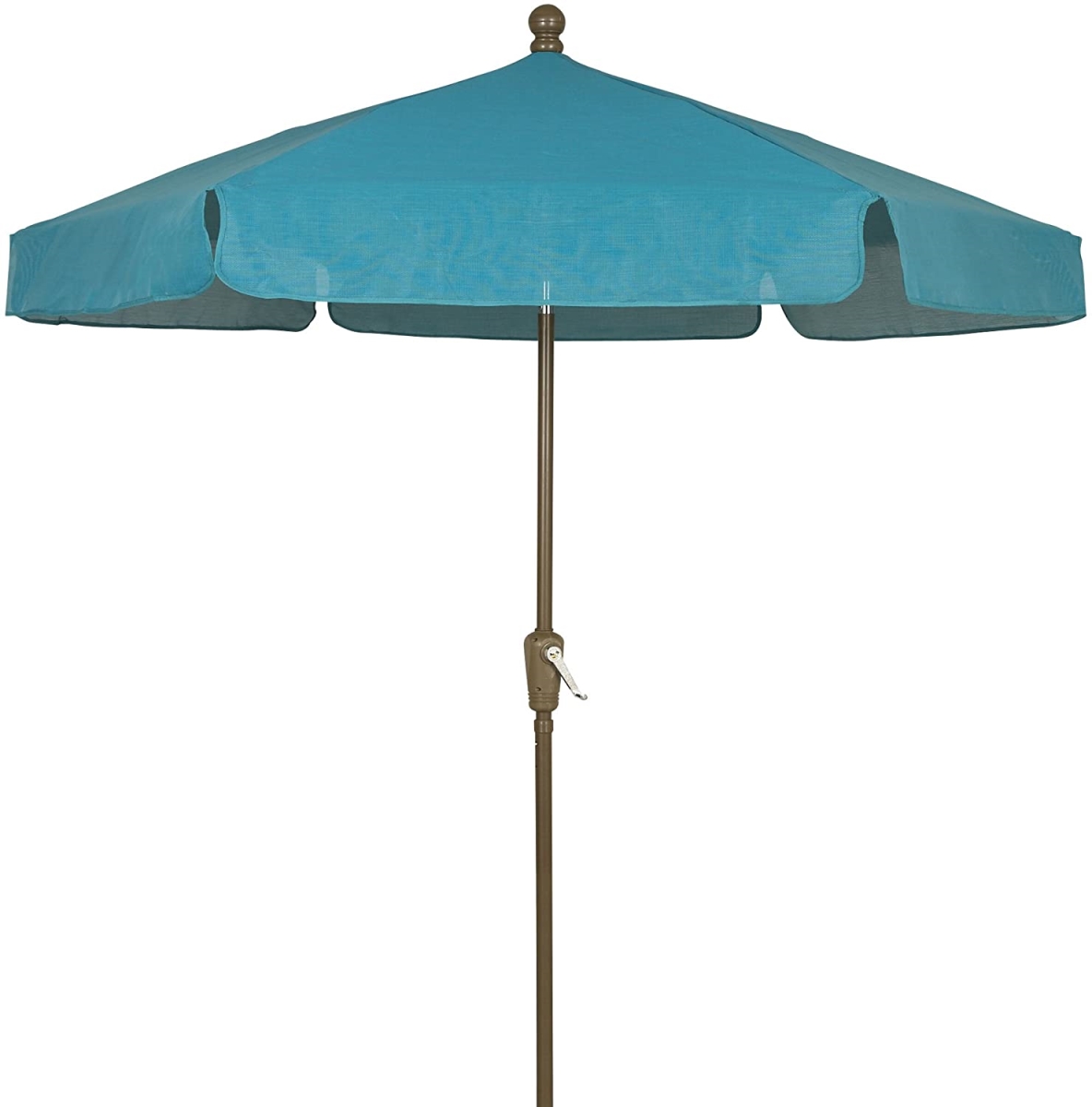 7.5 ft. Hex Garden Umbrella 6 Rib Push Up Champagne Bronze with Pacific Blue Vinyl Coated Weave Canopy