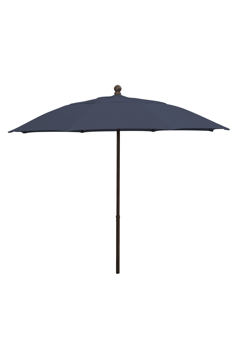 9 ft. Oct Patio Umbrella 6 Rib Push Up Champagne Bronze with Navy Blue Spun Poly Canopy