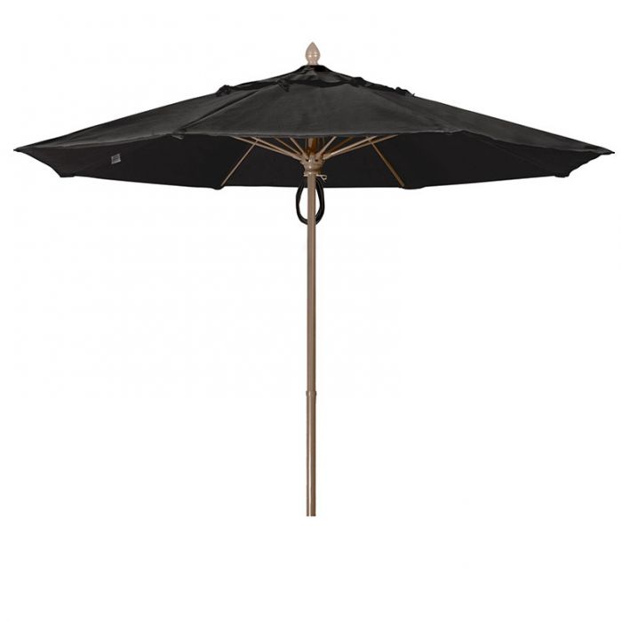 7.5 ft. White Aluminum Pole Acrylic Market Push Up Umbrella, Black Canopy