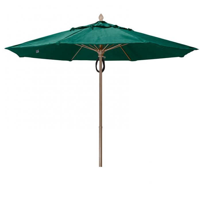 7MPPW-8603 7.5 ft. White Aluminum Pole Acrylic Market Push Up Umbrella, Forest Green Canopy