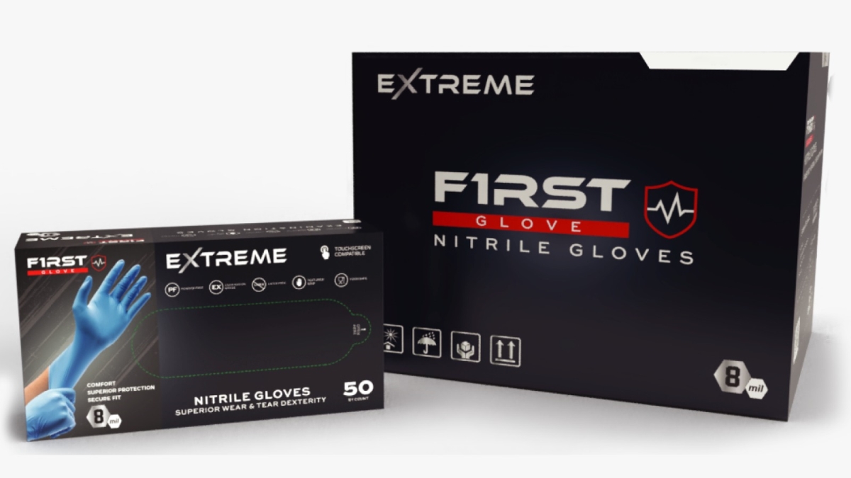 6003 Extreme 8 Mil Blue Nitrile Exam Powder-Free Glove - Large
